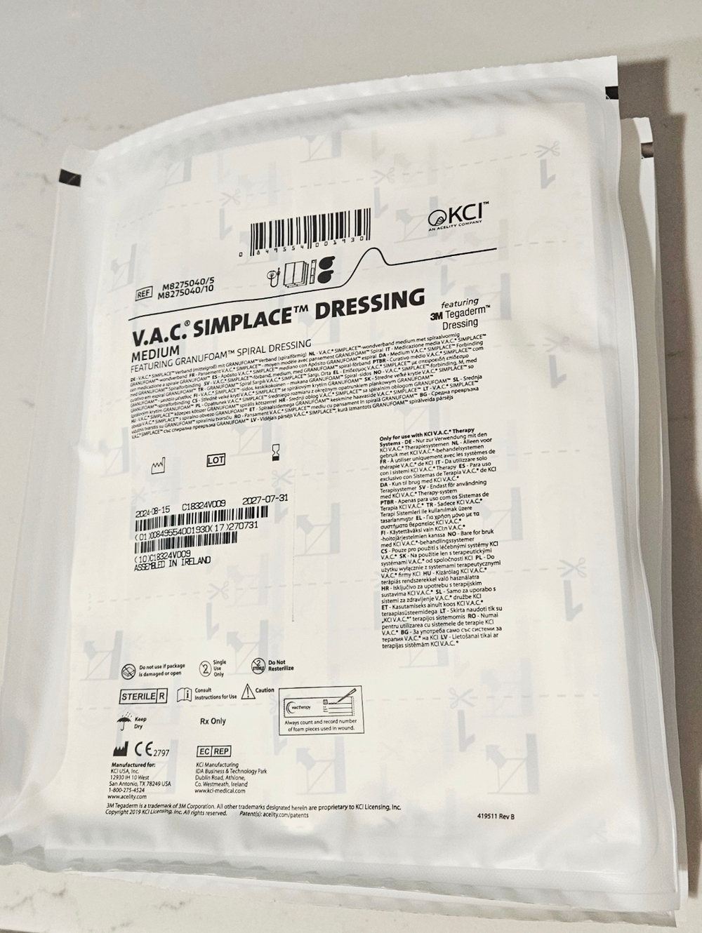 V.A.C. Simplace Dressing Medium with Granufloam Spiral